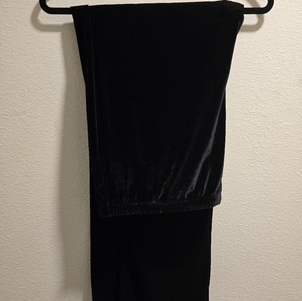 White stag crushed black velvet wide leg leggings